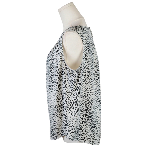 Worthington Petite Large PL Sleeveless Animal Print Blouse Keyhole Back Top - Picture 6 of 8